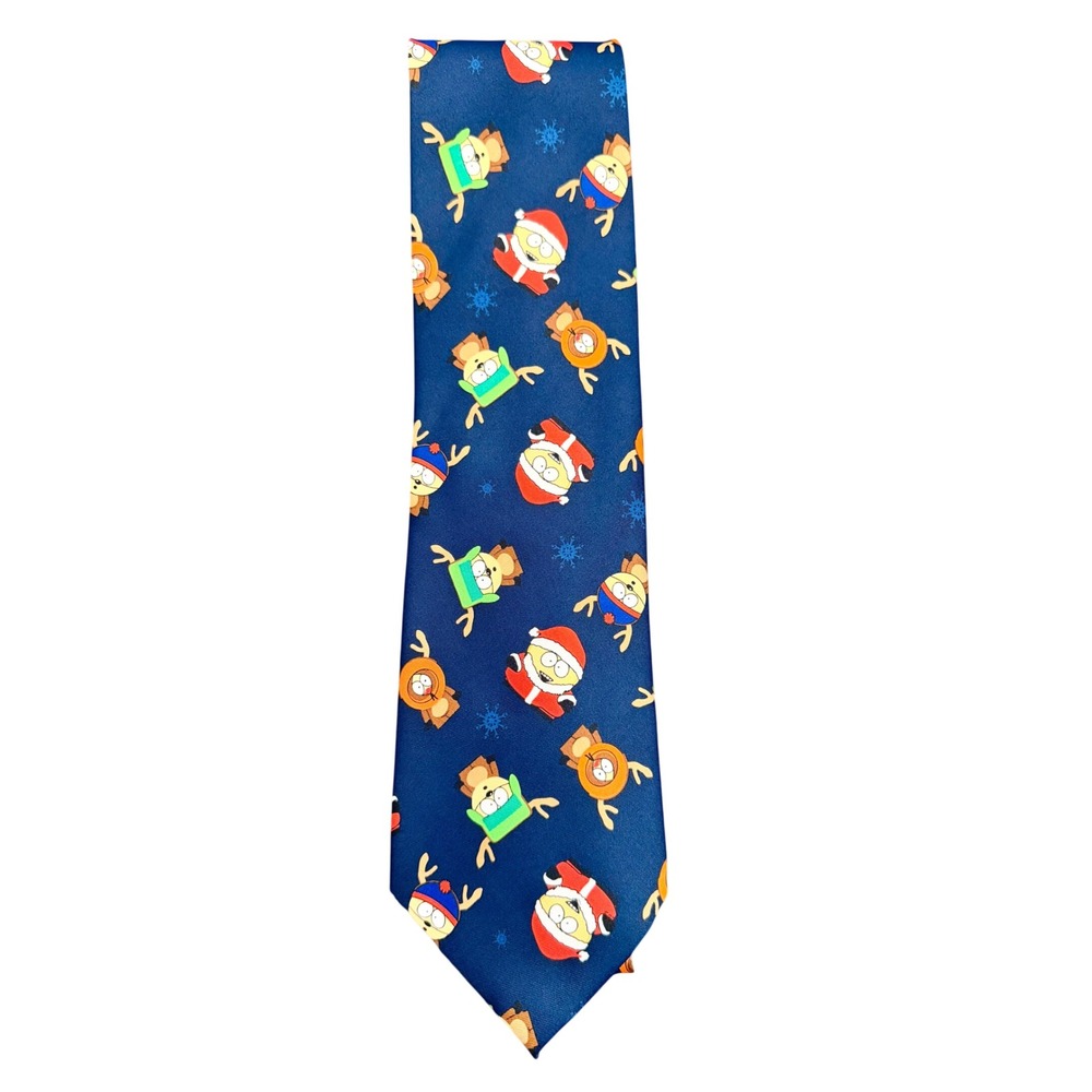 South Park Christmas Tie Mens Navy Blue Comedy Central Holiday Vintage 2005